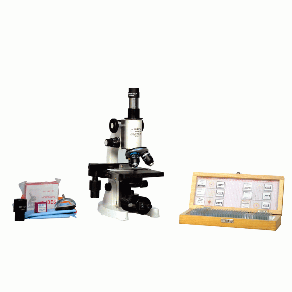 MEDICAL MICROSCOPE WITH PREPARED SLIDE BOX & BLANK SLIDES