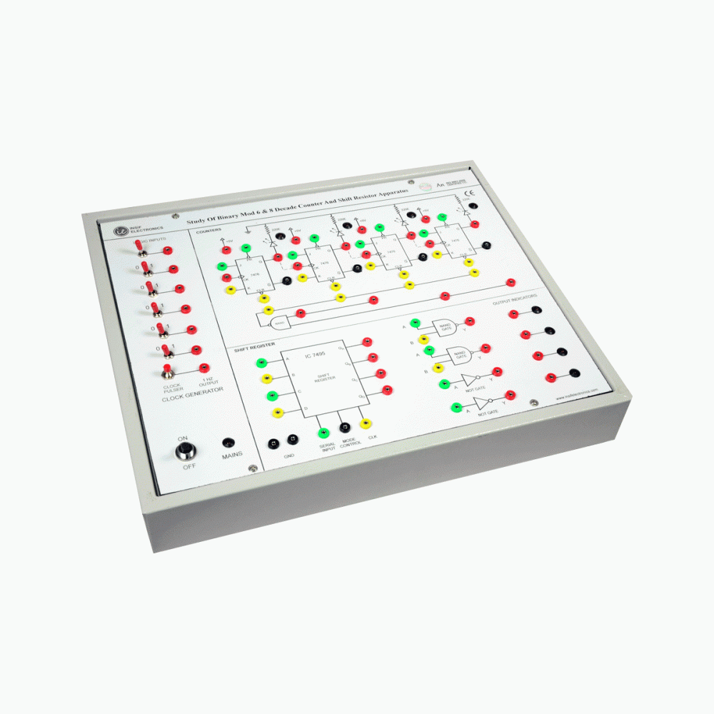Study of mod 6, mod 8, mod-n counter & shift register.